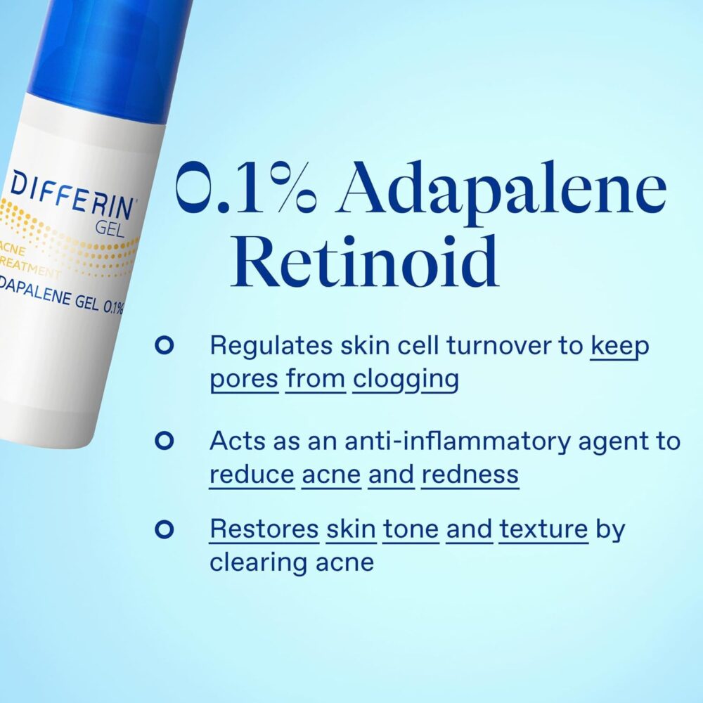 Differin Acne Treatment Gel – 0.1% Adapalene, 90‑Day Supply (1 oz Pump Tube) - Image 4